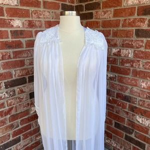 Vintage Women's Lingerie Sheer Robe With Lace Shoulders Made in USA